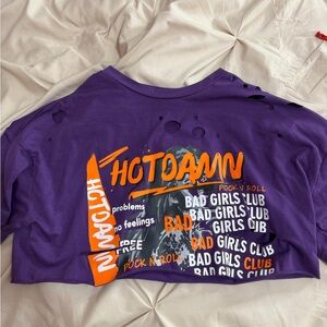 SHEIN Purple and Orange Graphic Crop Top